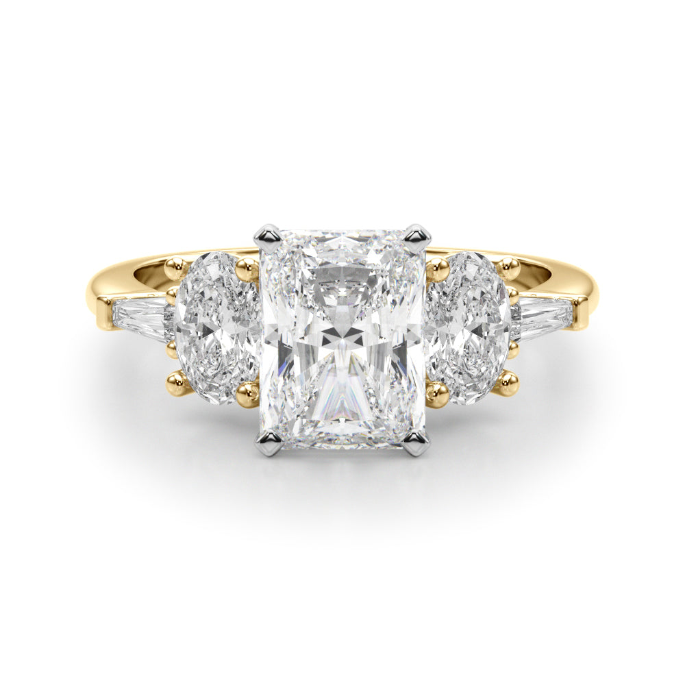 Iconic Tapered Baguette Sides Oval Diamond Engagement Ring — 9K/18K Gold & Platinum