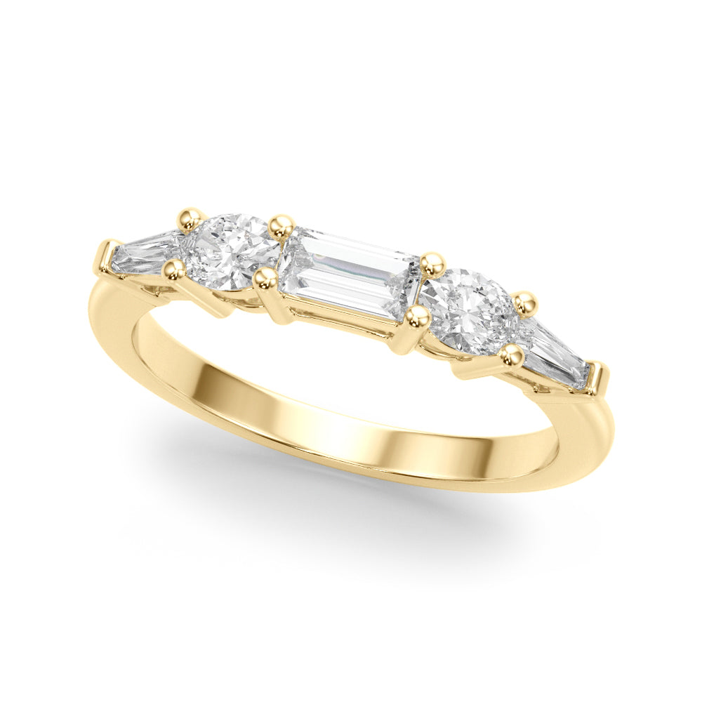 Baguette & Oval Half Eternity Ring in Gold & Platinum