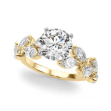 Signature Leaf Engagement Ring Marquise Diamond Engagement Ring — 9K/18K Gold & Platinum