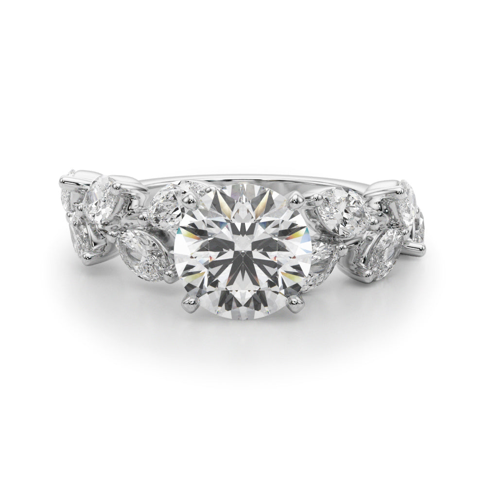 Signature Leaf Engagement Ring Marquise Diamond Engagement Ring — 9K/18K Gold & Platinum