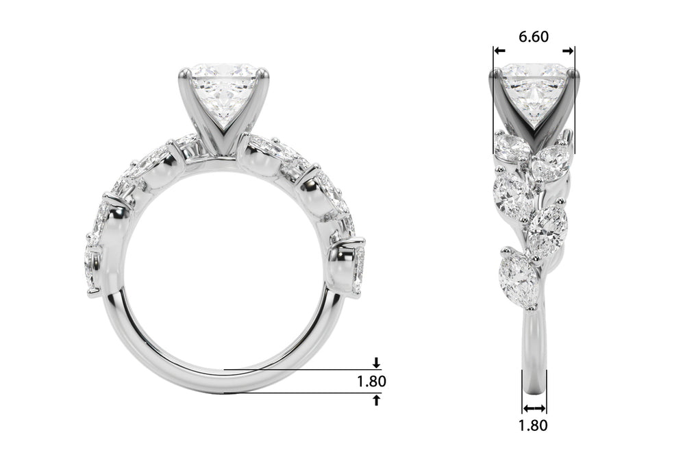 Signature Leaf Engagement Ring Marquise Diamond Engagement Ring — 9K/18K Gold & Platinum