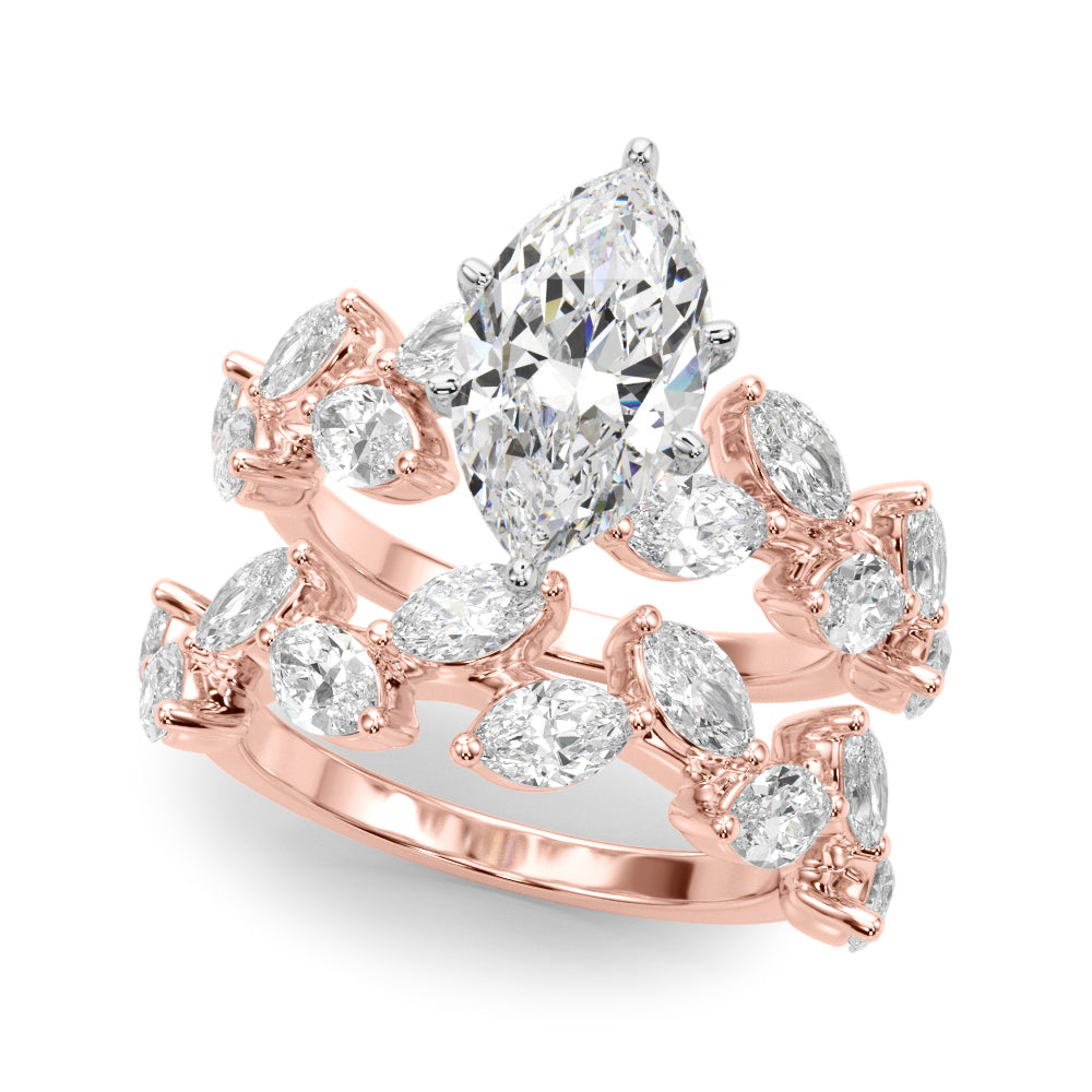 Signature Leaf Engagement Ring Marquise Diamond Engagement Ring — 9K/18K Gold & Platinum