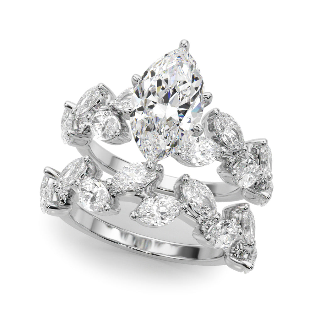 Signature Leaf Engagement Ring Marquise Diamond Engagement Ring — 9K/18K Gold & Platinum