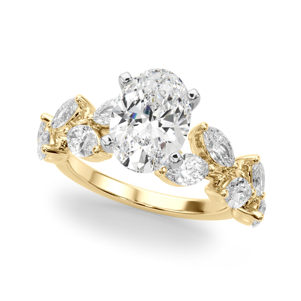 Signature Leaf Engagement Ring Marquise Diamond Engagement Ring — 9K/18K Gold & Platinum