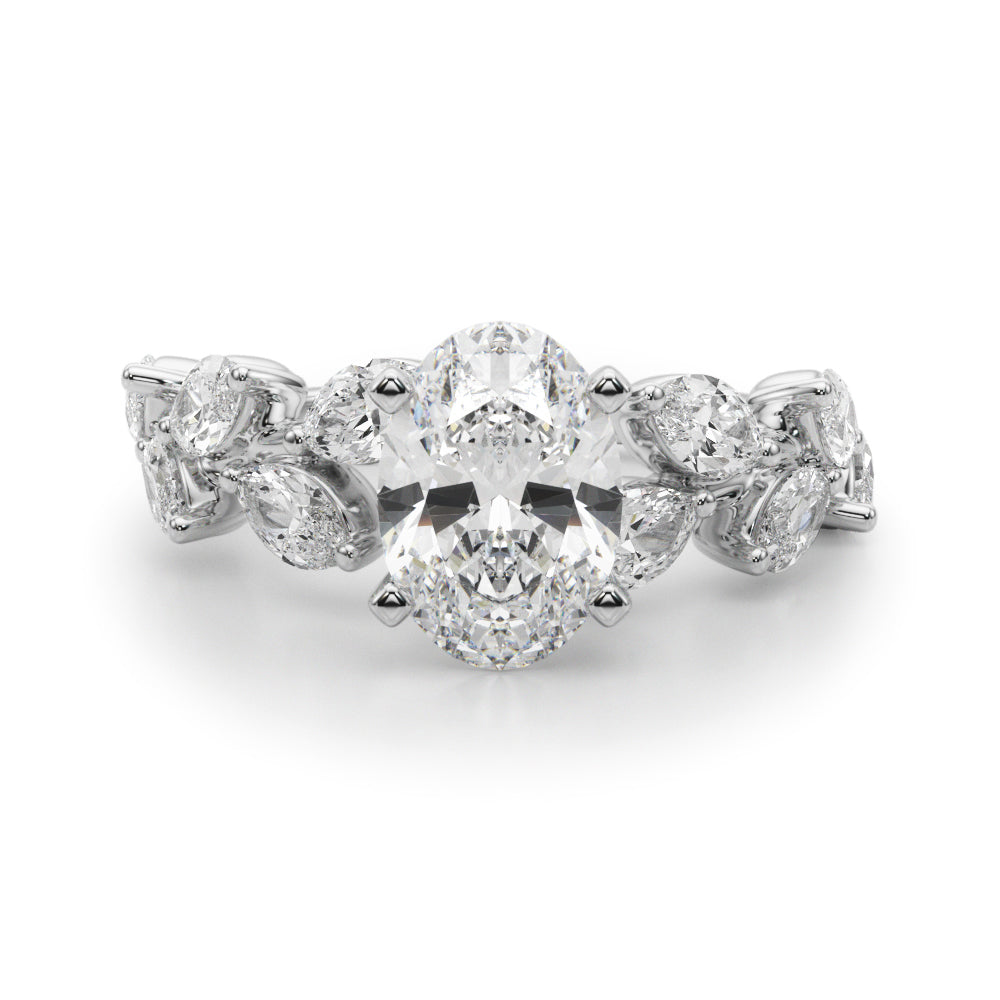 Signature Leaf Engagement Ring Marquise Diamond Engagement Ring — 9K/18K Gold & Platinum