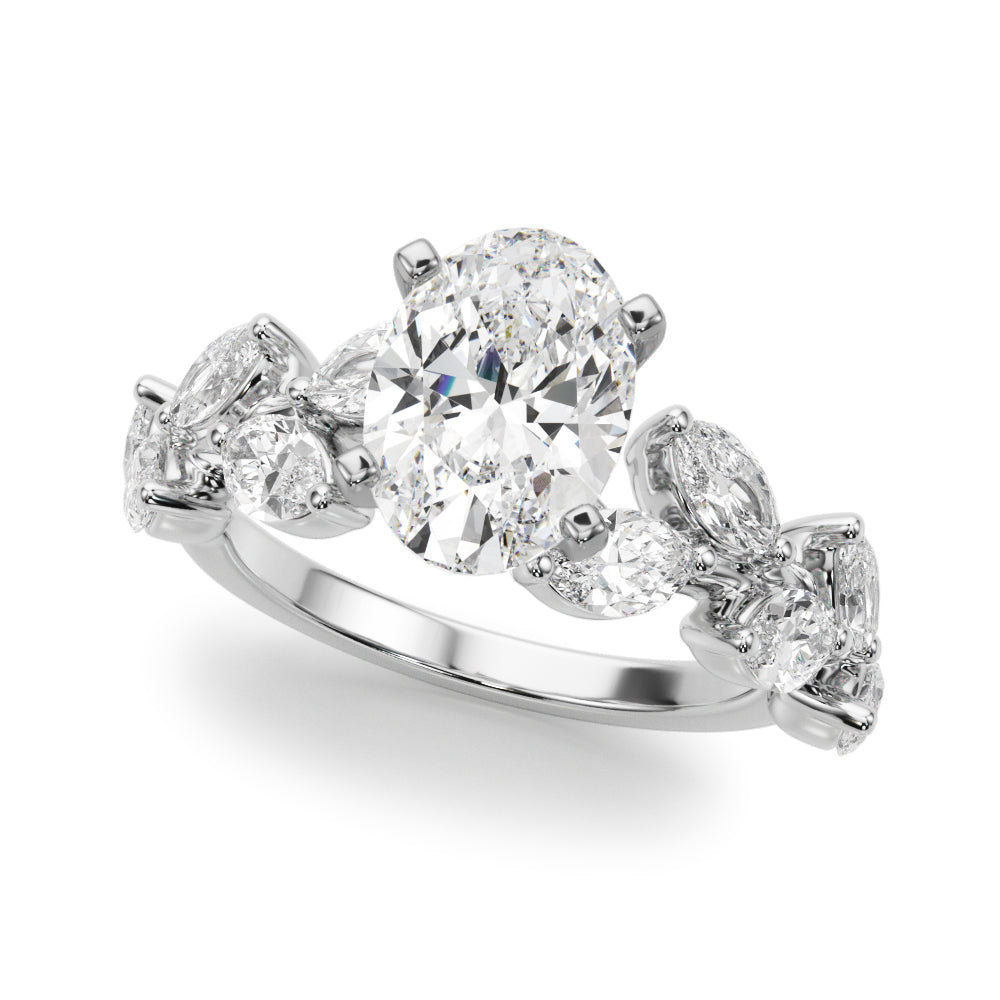 Signature Leaf Engagement Ring Marquise Diamond Engagement Ring — 9K/18K Gold & Platinum