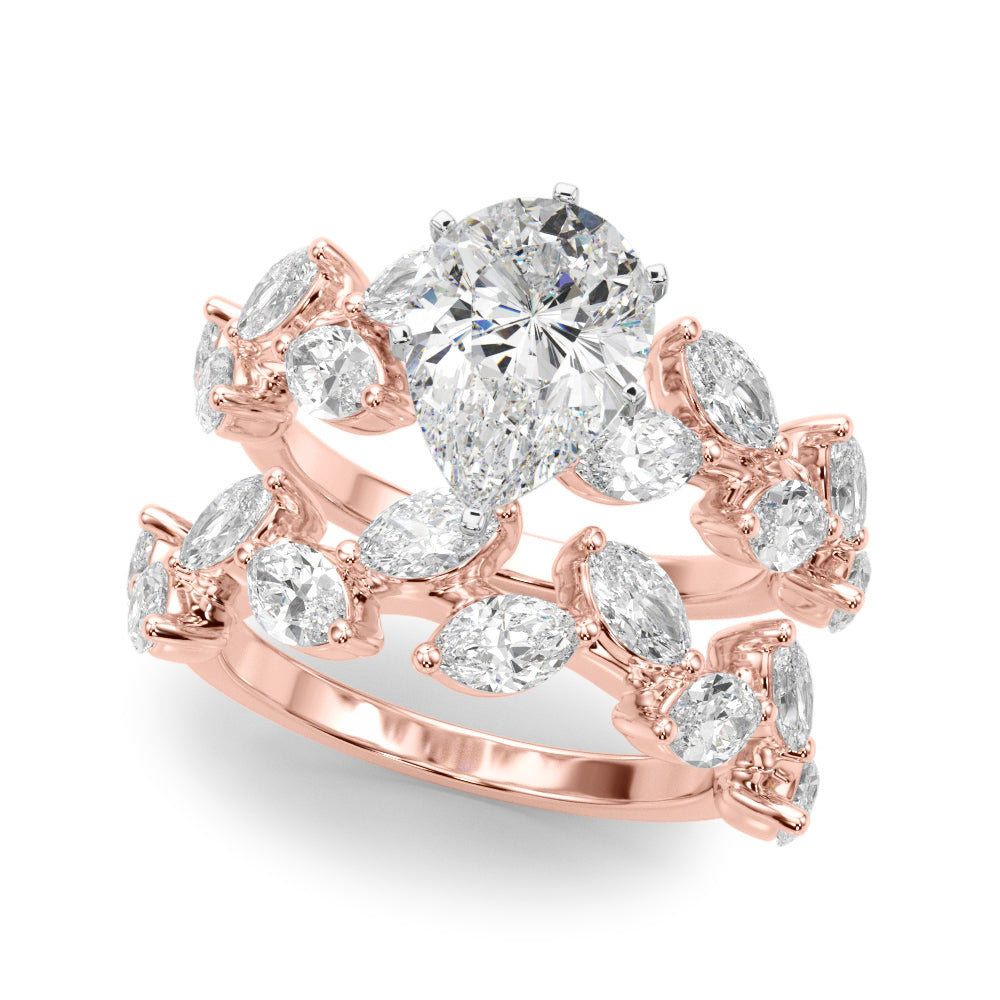 Signature Leaf Engagement Ring Marquise Diamond Engagement Ring — 9K/18K Gold & Platinum