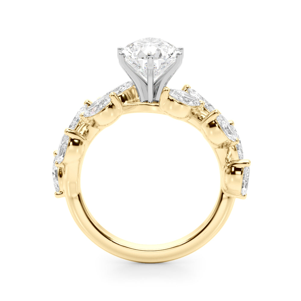 Signature Leaf Engagement Ring Marquise Diamond Engagement Ring — 9K/18K Gold & Platinum
