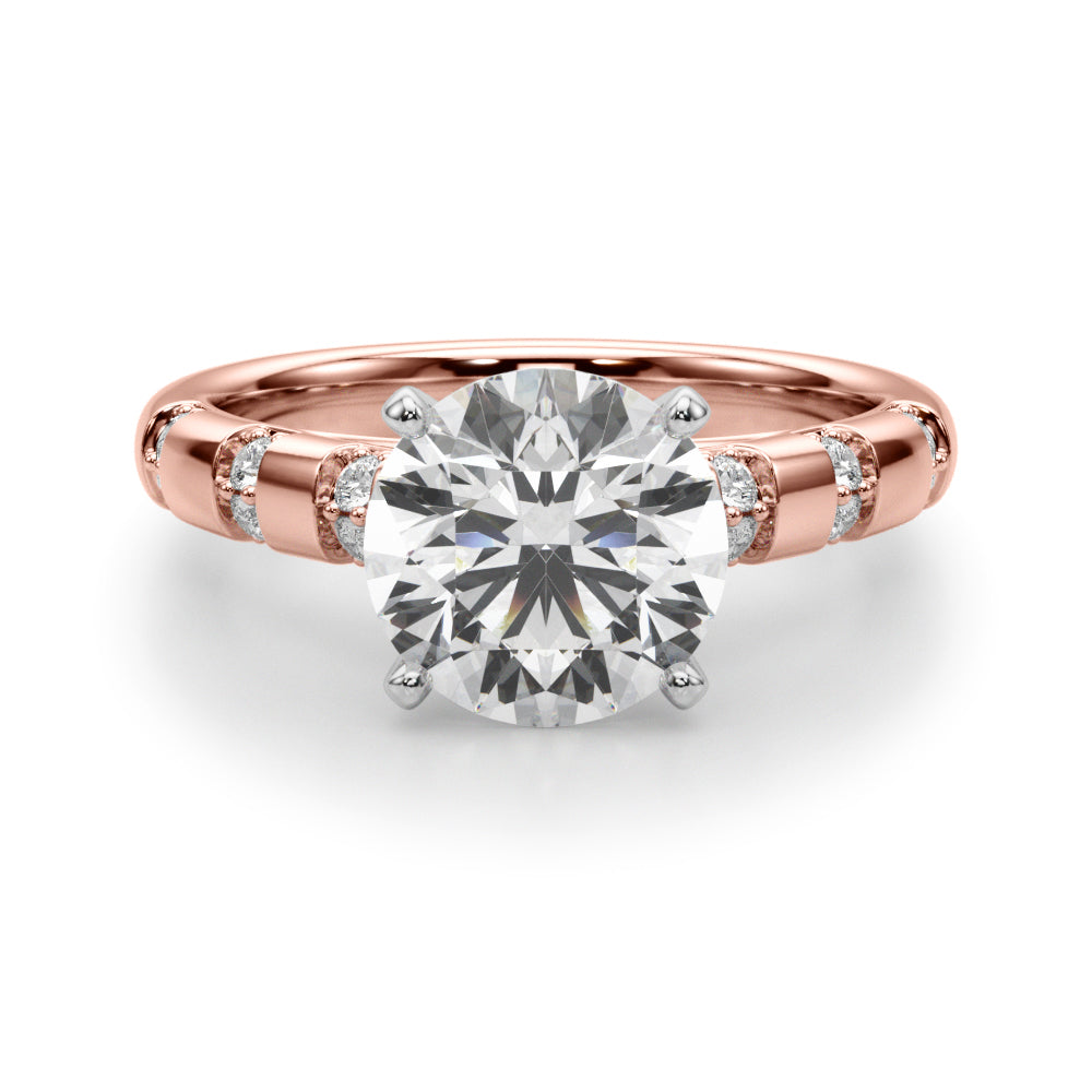Artisan Sidestone Round Diamond Engagement Ring — 9K/18K Gold & Platinum