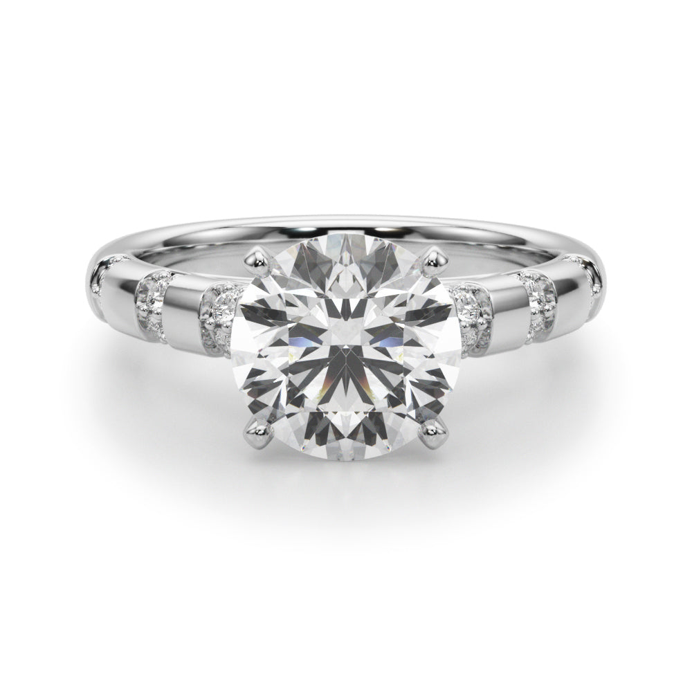 Artisan Sidestone Round Diamond Engagement Ring — 9K/18K Gold & Platinum