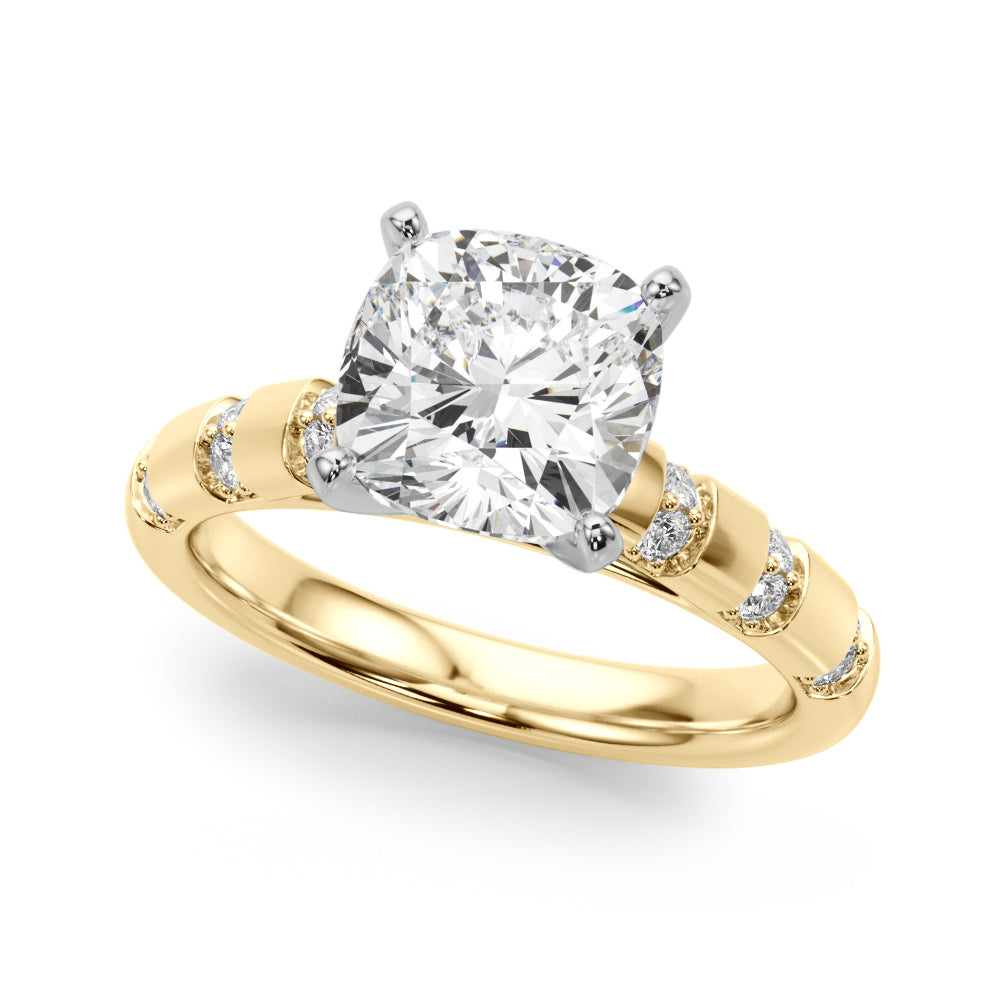 Artisan Sidestone Round Diamond Engagement Ring — 9K/18K Gold & Platinum