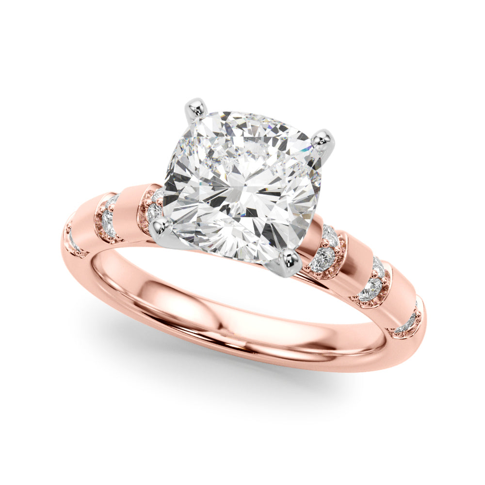 Artisan Sidestone Round Diamond Engagement Ring — 9K/18K Gold & Platinum