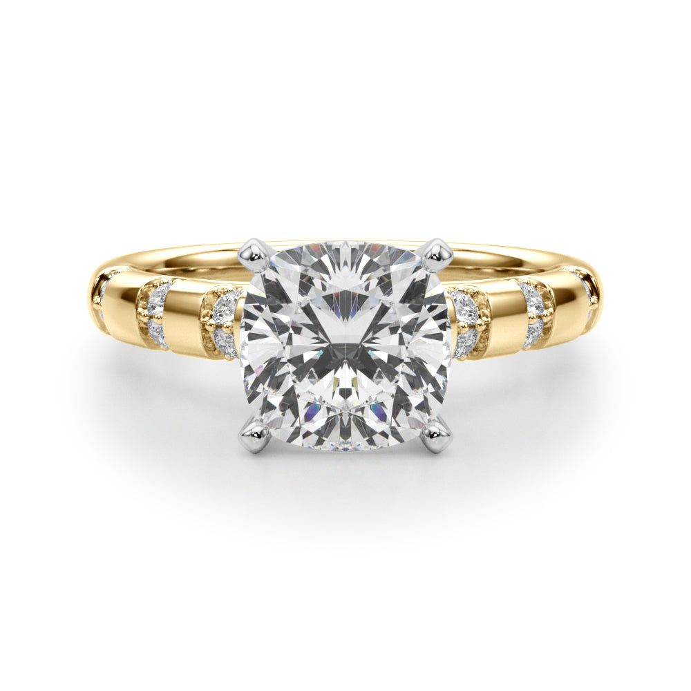 Artisan Sidestone Round Diamond Engagement Ring — 9K/18K Gold & Platinum