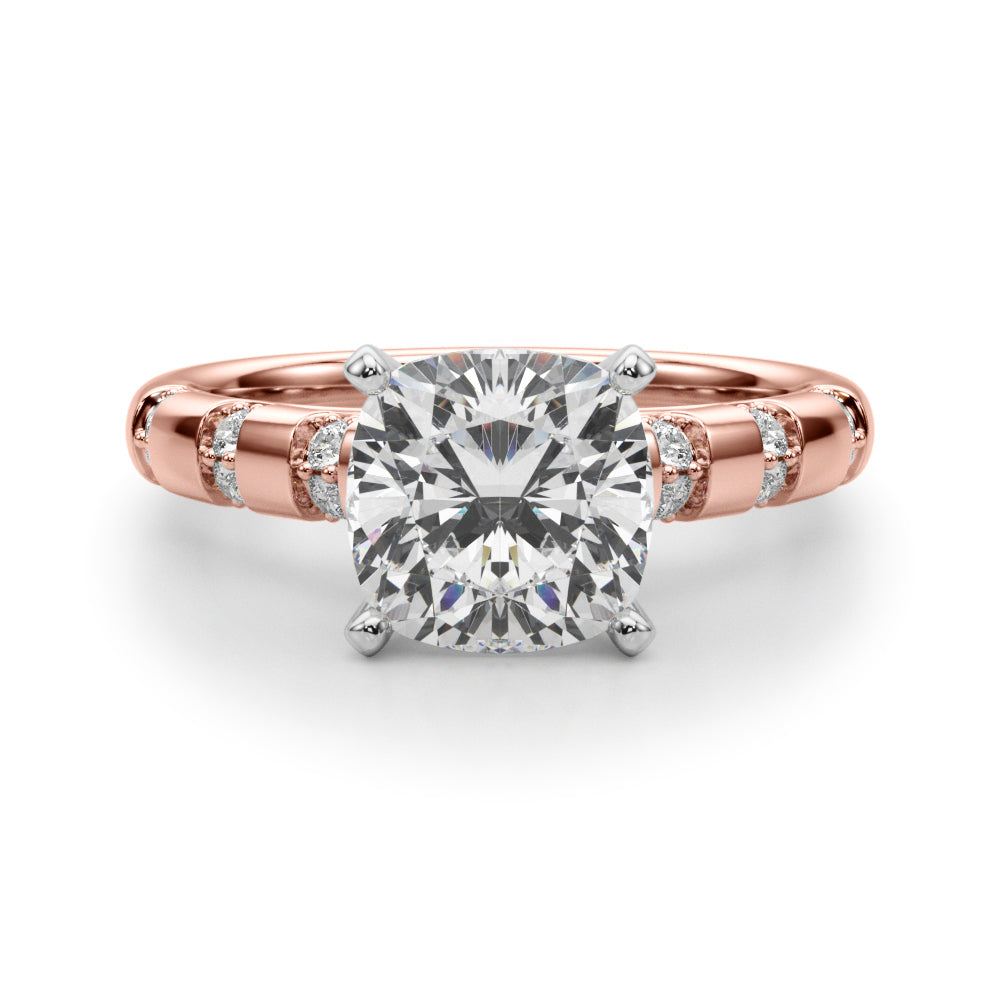 Artisan Sidestone Round Diamond Engagement Ring — 9K/18K Gold & Platinum