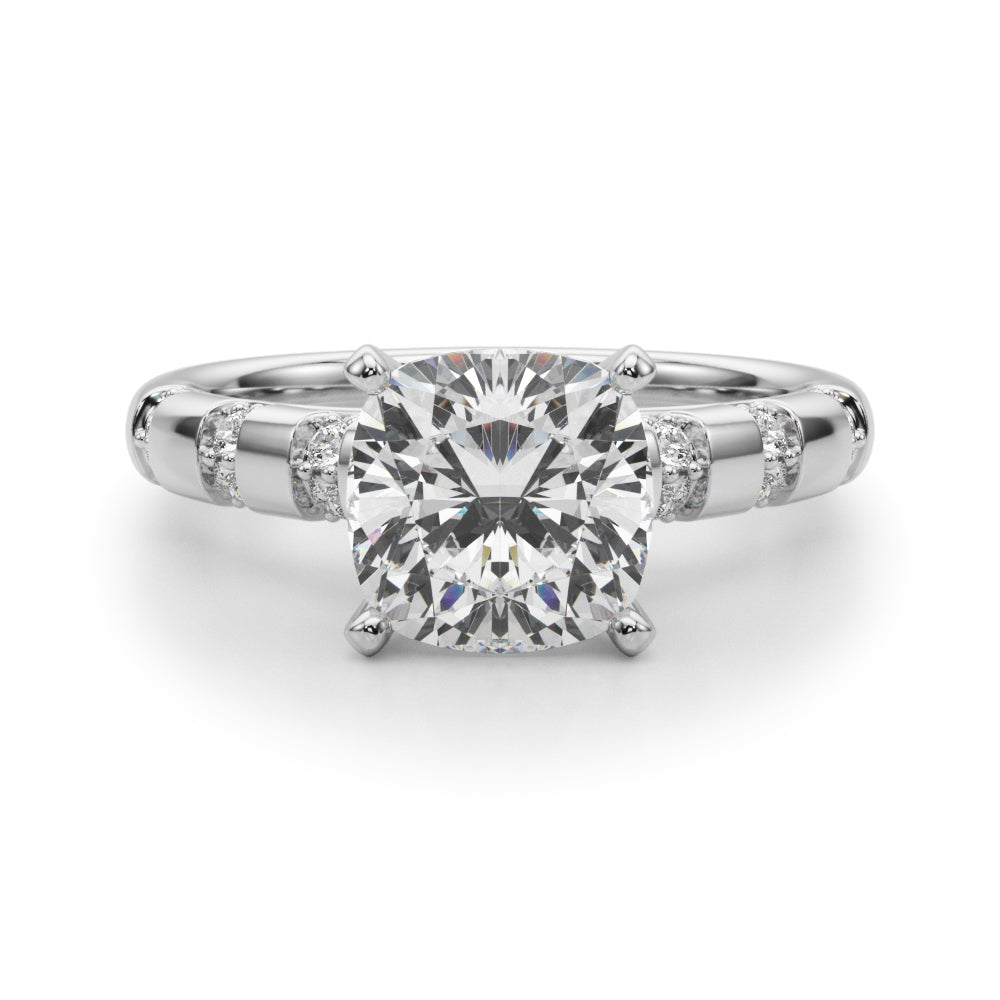 Artisan Sidestone Round Diamond Engagement Ring — 9K/18K Gold & Platinum