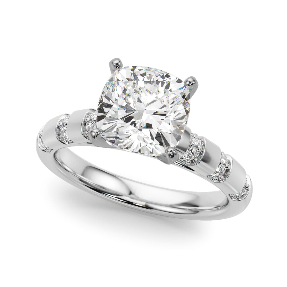 Artisan Sidestone Round Diamond Engagement Ring — 9K/18K Gold & Platinum