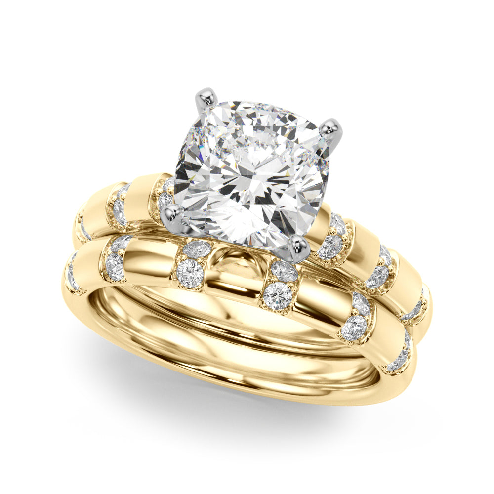 Artisan Sidestone Round Diamond Engagement Ring — 9K/18K Gold & Platinum