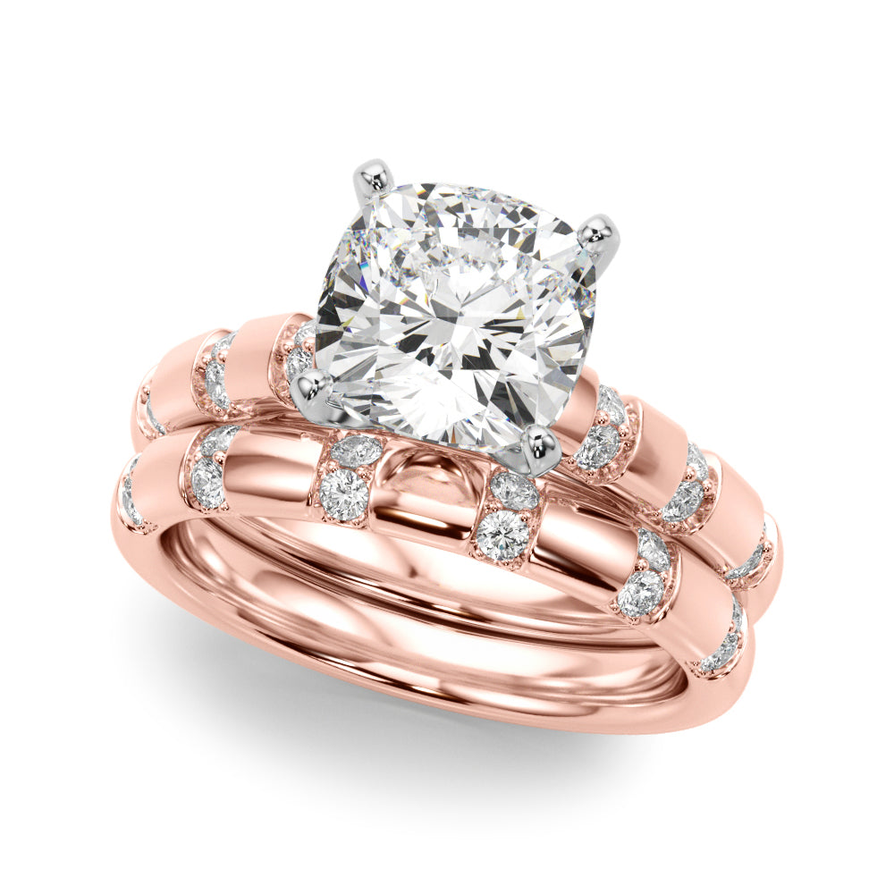Artisan Sidestone Round Diamond Engagement Ring — 9K/18K Gold & Platinum