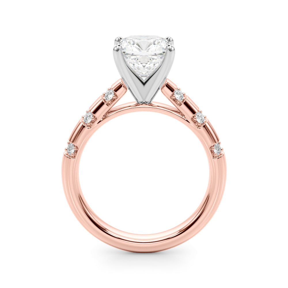 Artisan Sidestone Round Diamond Engagement Ring — 9K/18K Gold & Platinum