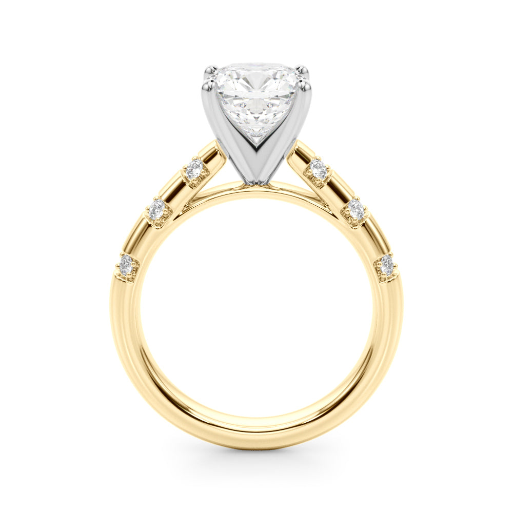 Artisan Sidestone Round Diamond Engagement Ring — 9K/18K Gold & Platinum