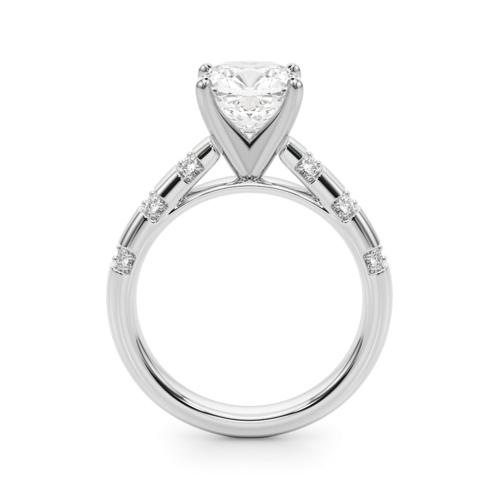 Artisan Sidestone Round Diamond Engagement Ring — 9K/18K Gold & Platinum