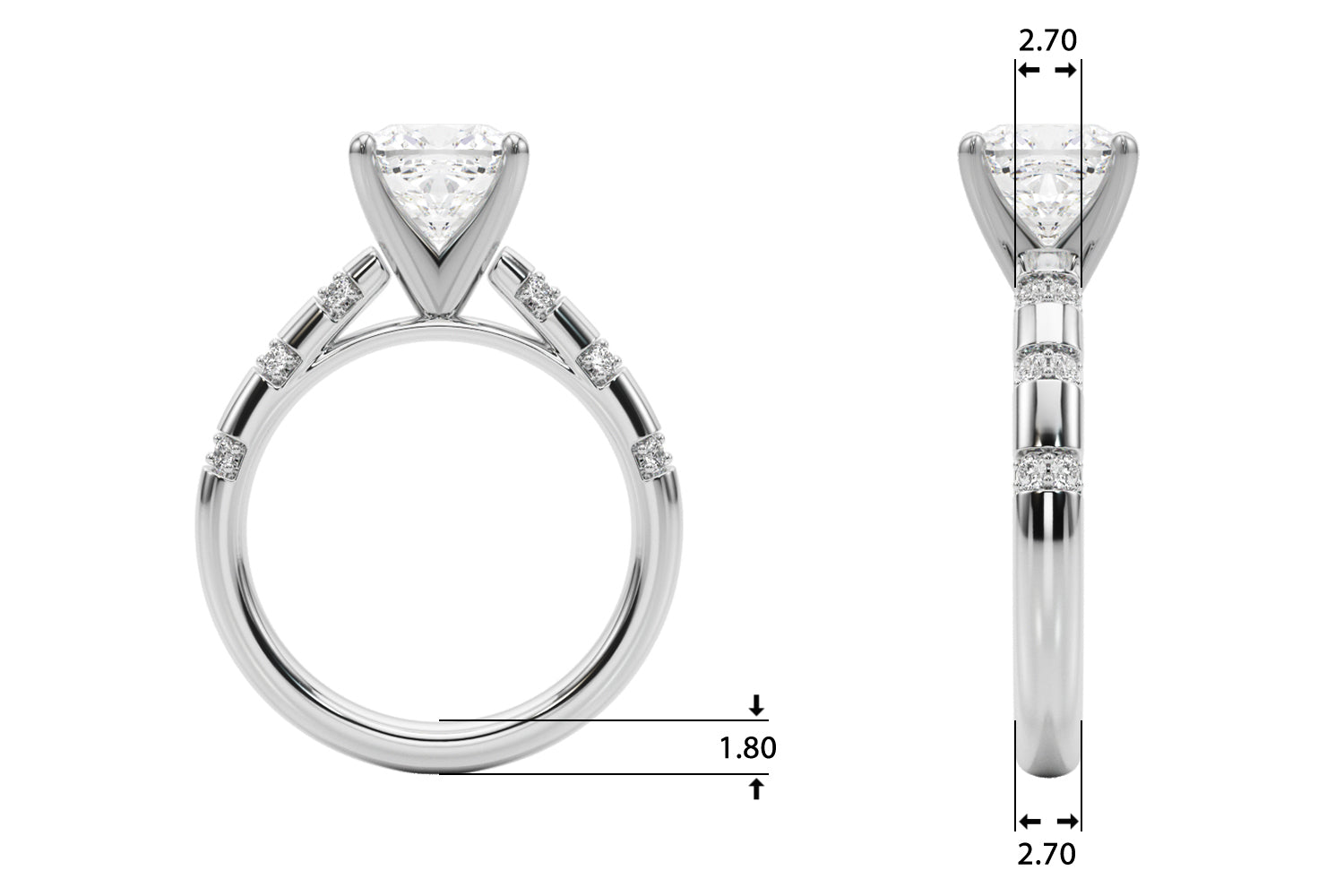 Artisan Sidestone Round Diamond Engagement Ring — 9K/18K Gold & Platinum