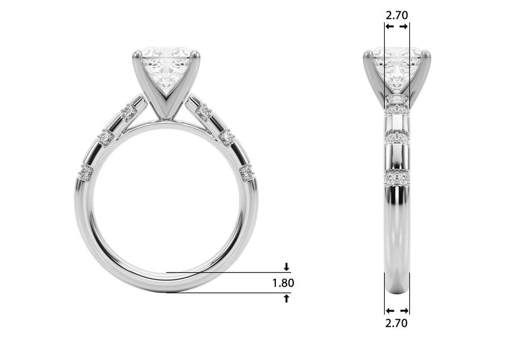 Artisan Sidestone Round Diamond Engagement Ring — 9K/18K Gold & Platinum