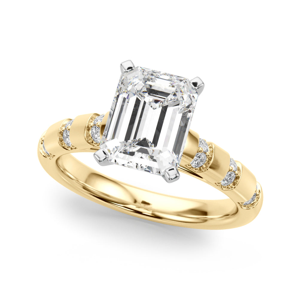 Artisan Sidestone Round Diamond Engagement Ring — 9K/18K Gold & Platinum