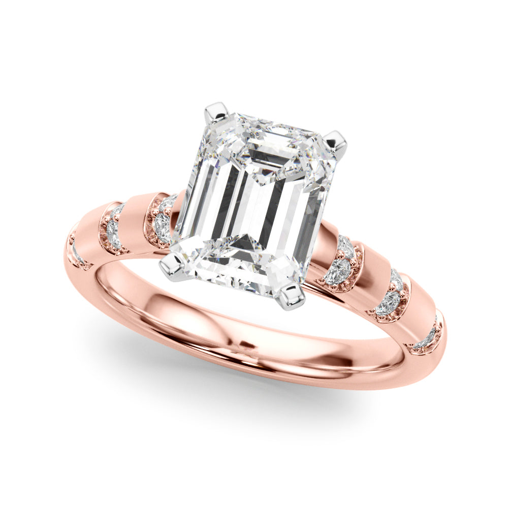 Artisan Sidestone Round Diamond Engagement Ring — 9K/18K Gold & Platinum
