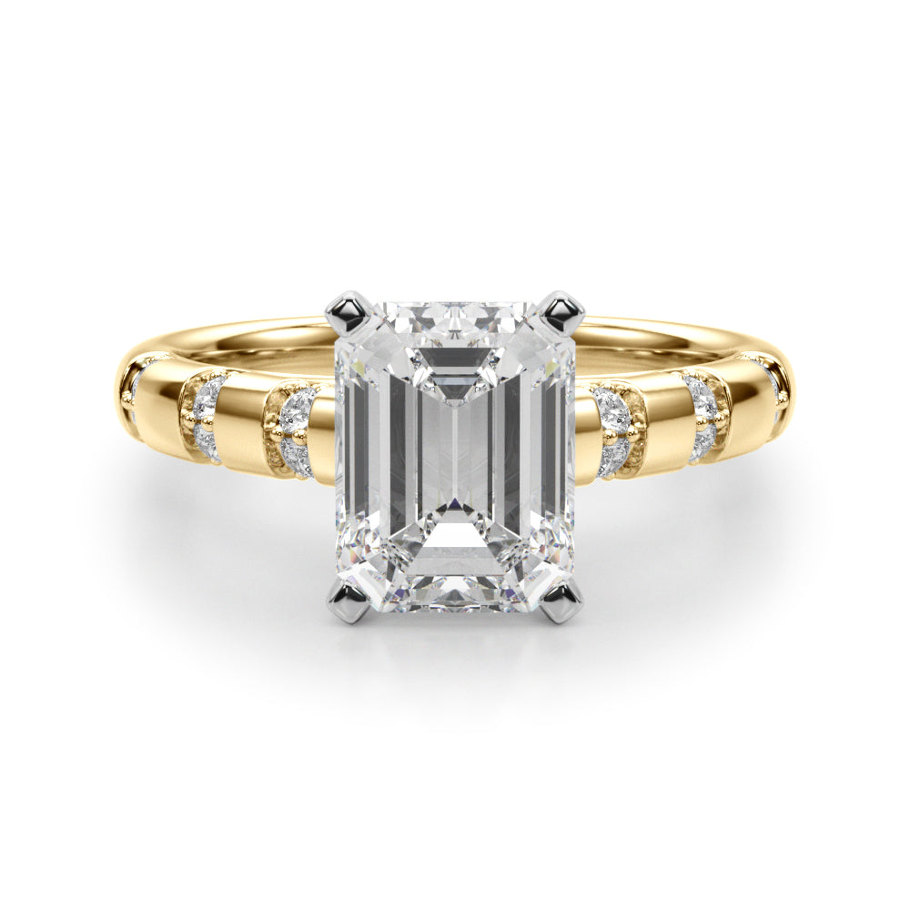 Artisan Sidestone Round Diamond Engagement Ring — 9K/18K Gold & Platinum