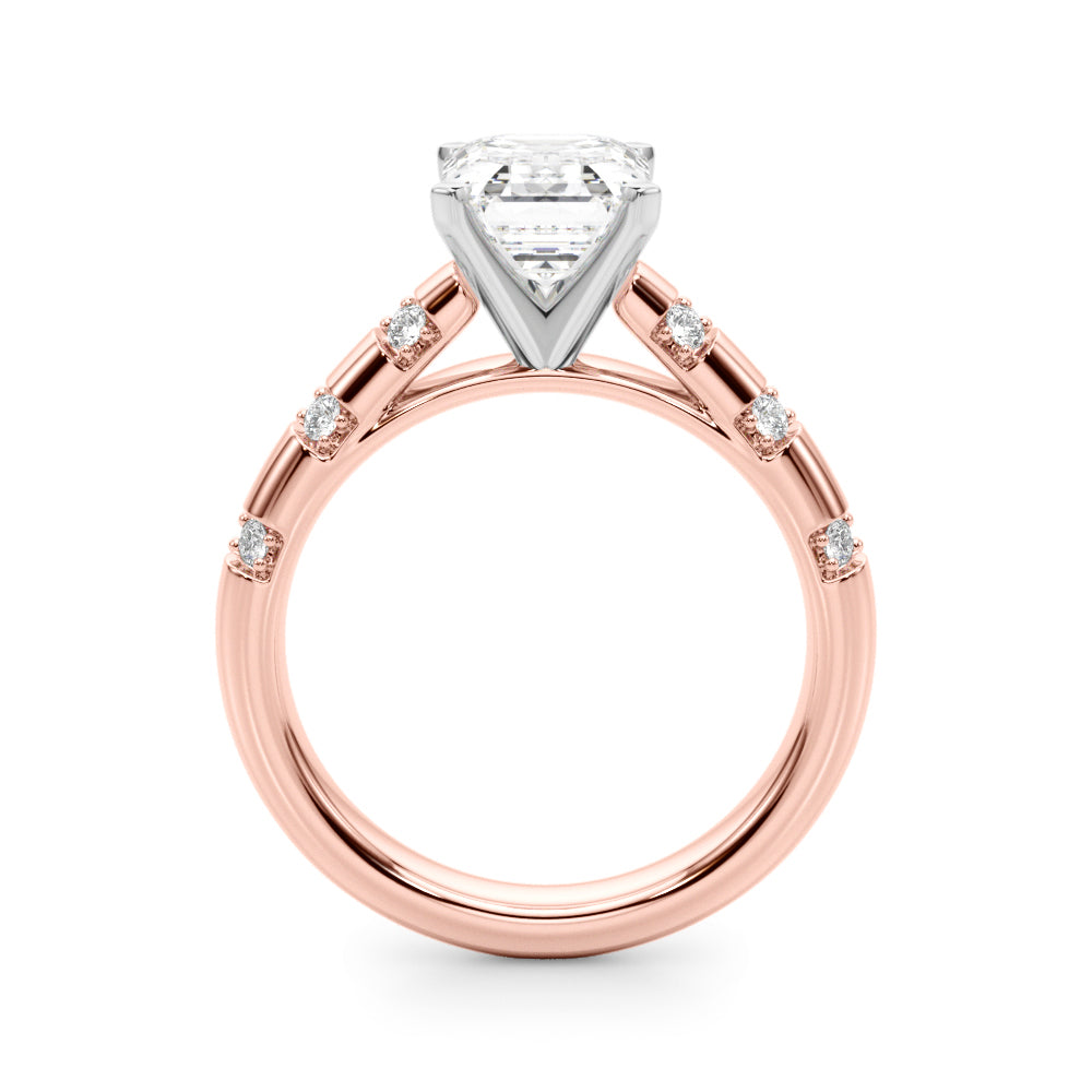 Artisan Sidestone Round Diamond Engagement Ring — 9K/18K Gold & Platinum