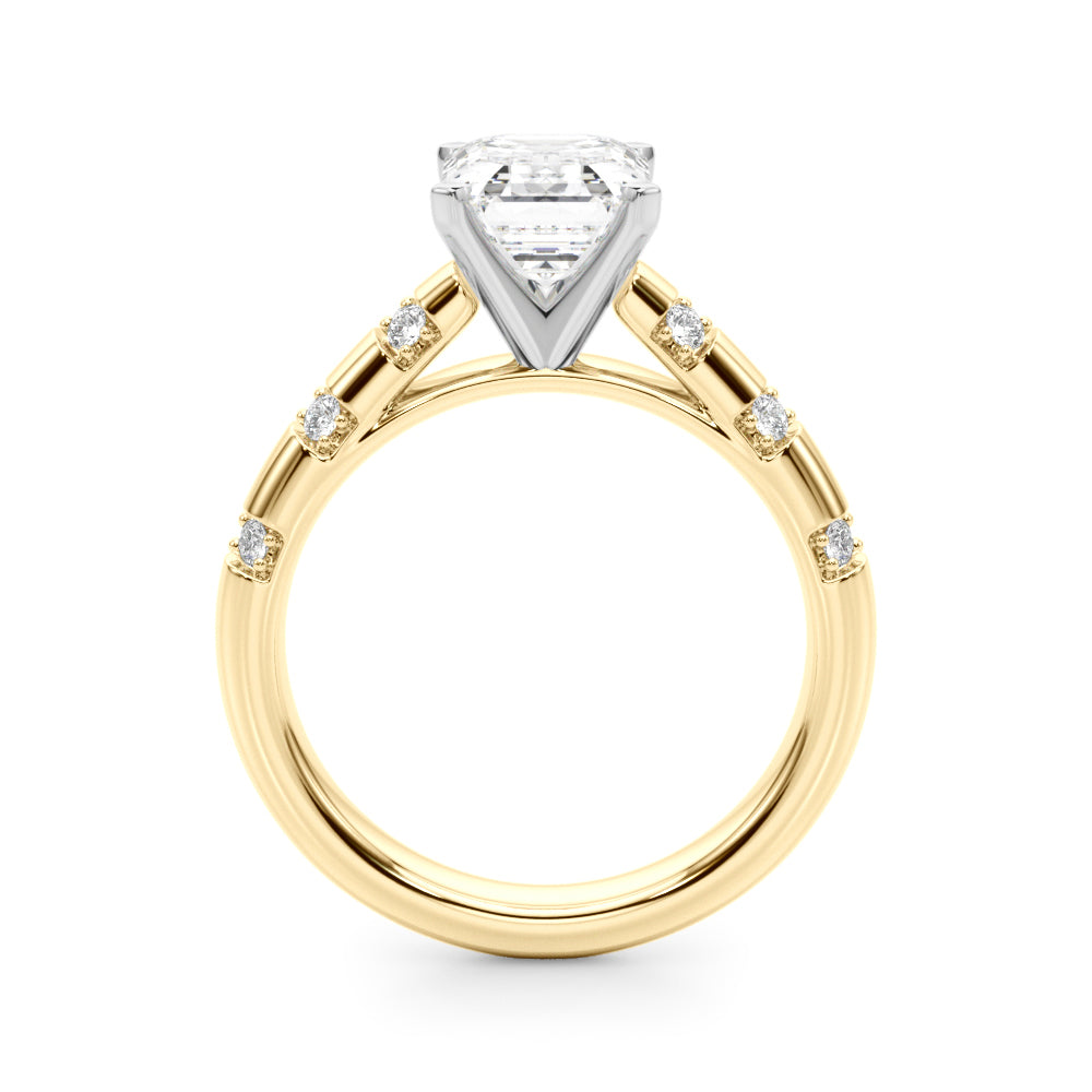 Artisan Sidestone Round Diamond Engagement Ring — 9K/18K Gold & Platinum