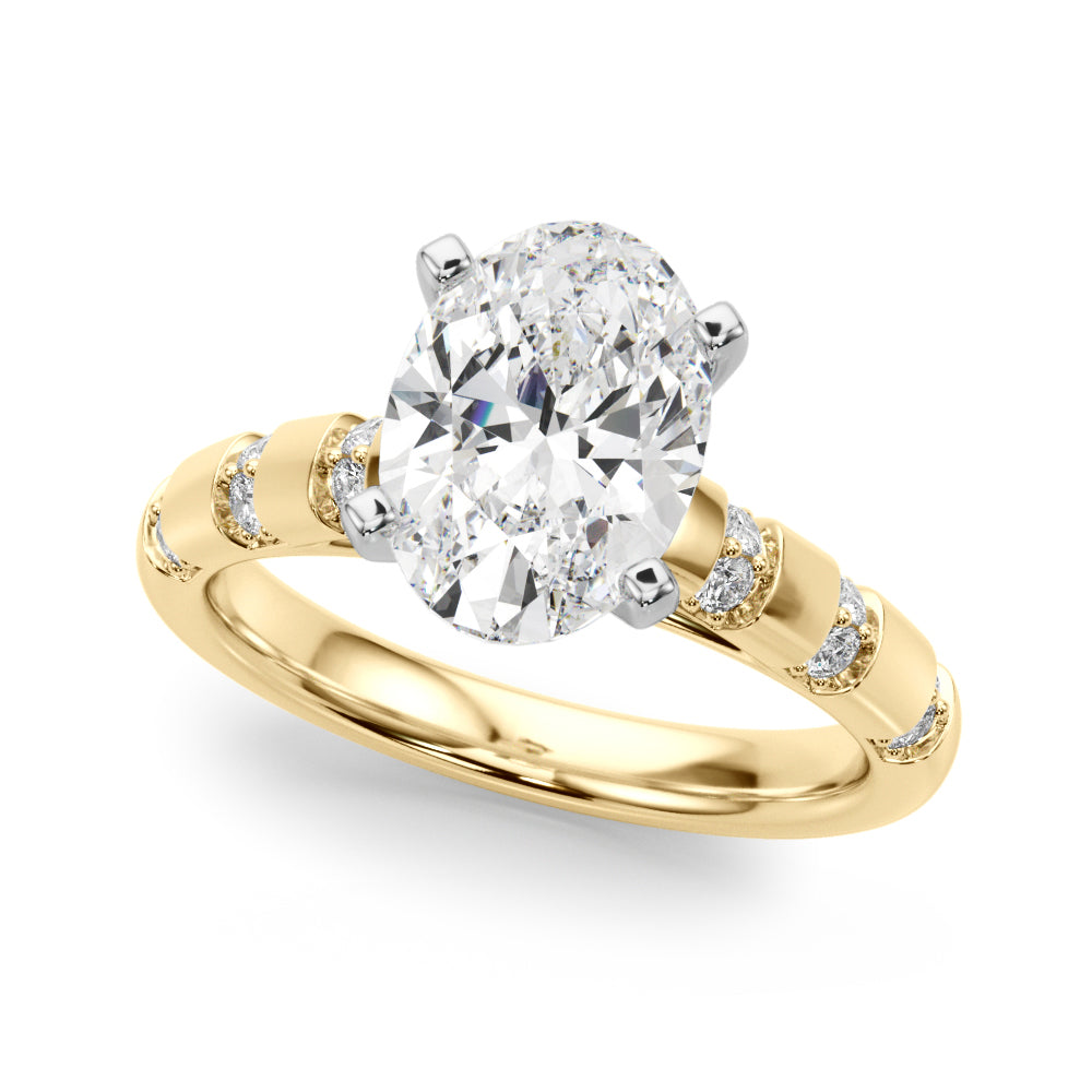 Artisan Sidestone Round Diamond Engagement Ring — 9K/18K Gold & Platinum