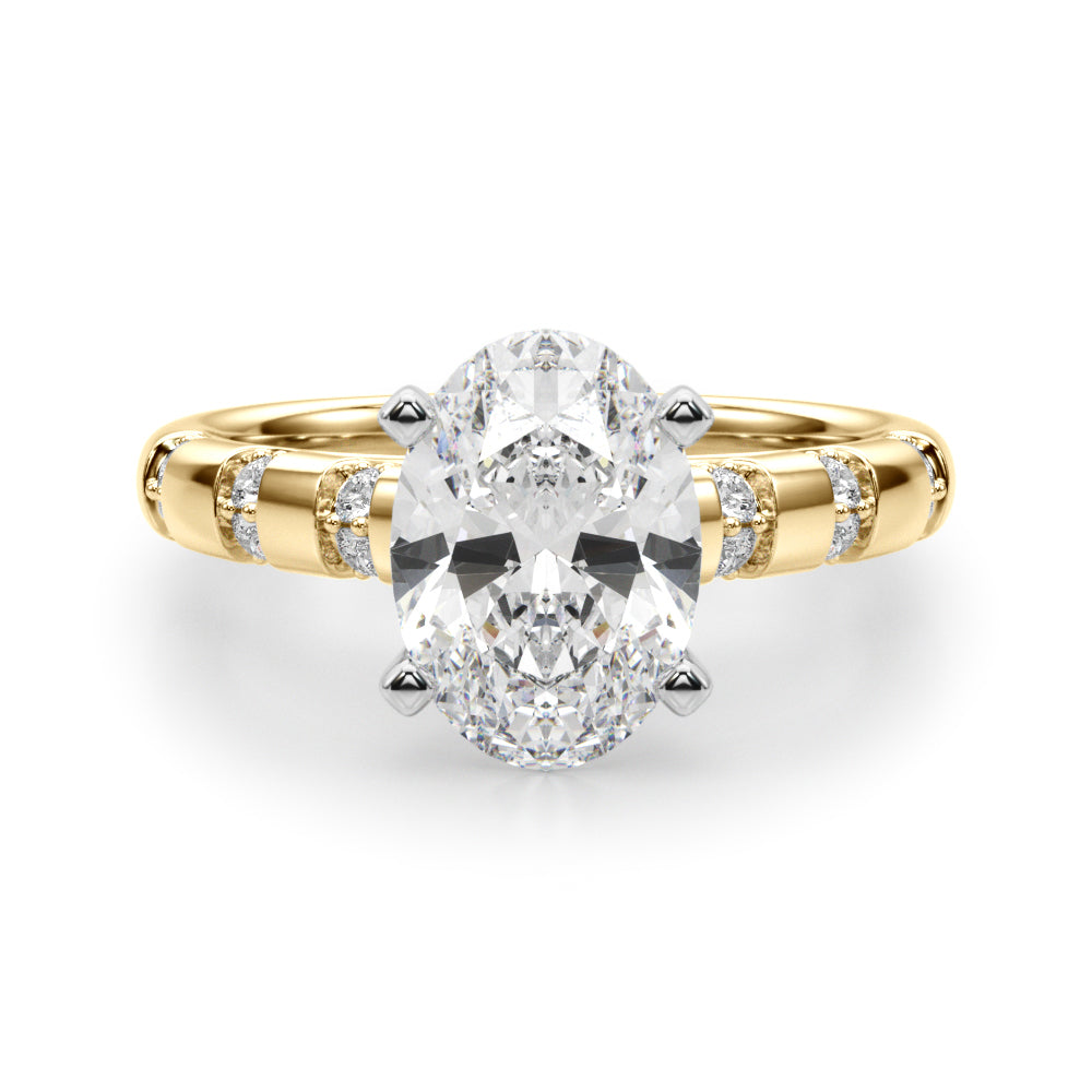 Artisan Sidestone Round Diamond Engagement Ring — 9K/18K Gold & Platinum