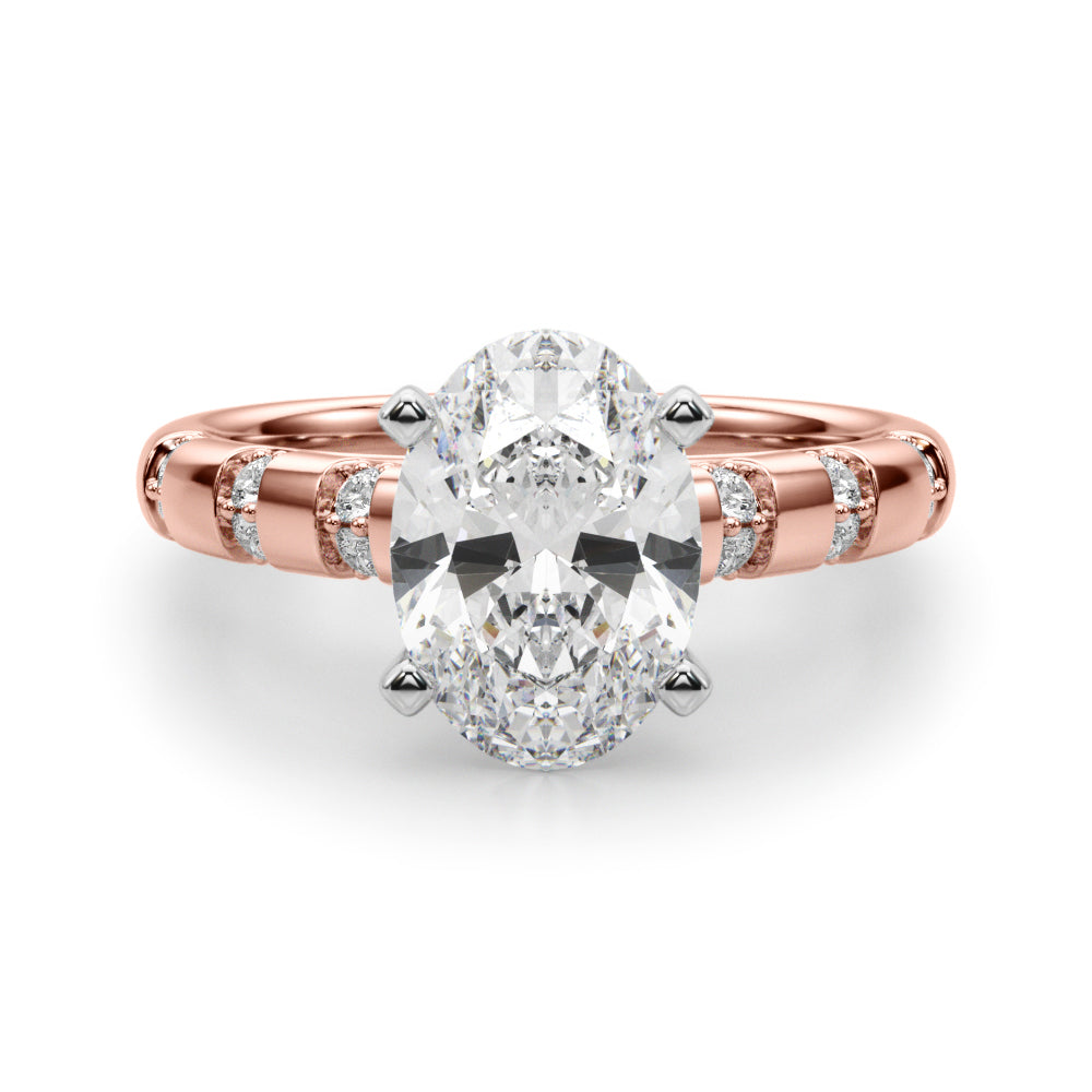 Artisan Sidestone Round Diamond Engagement Ring — 9K/18K Gold & Platinum