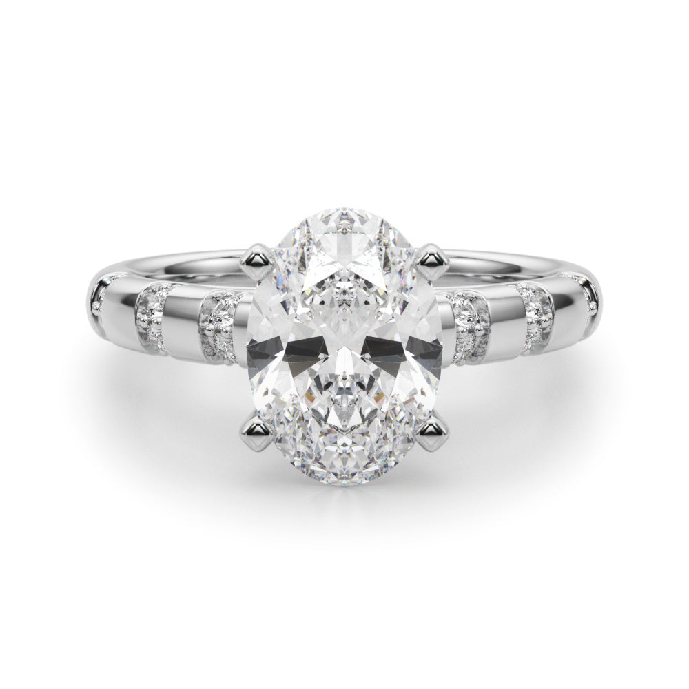 Artisan Sidestone Round Diamond Engagement Ring — 9K/18K Gold & Platinum