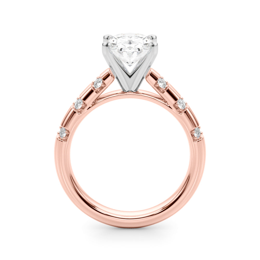 Artisan Sidestone Round Diamond Engagement Ring — 9K/18K Gold & Platinum
