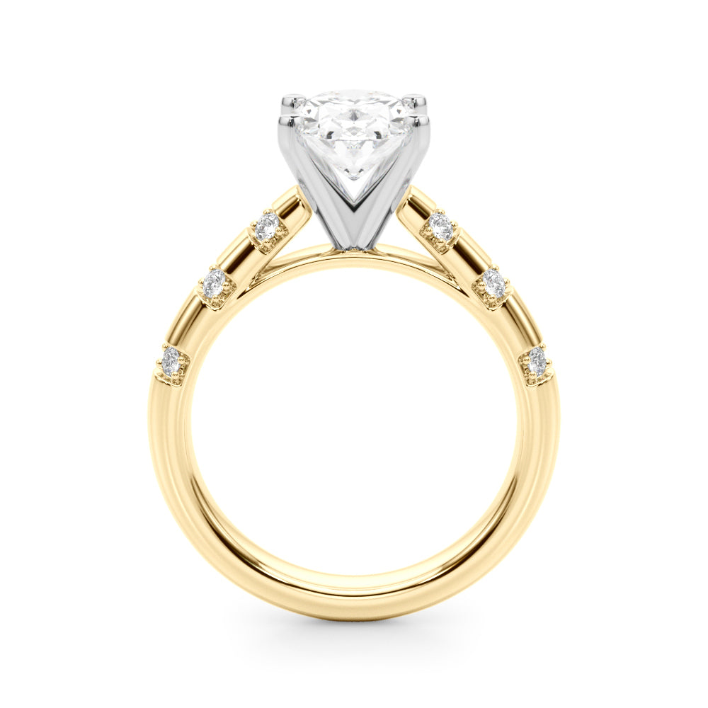 Artisan Sidestone Round Diamond Engagement Ring — 9K/18K Gold & Platinum