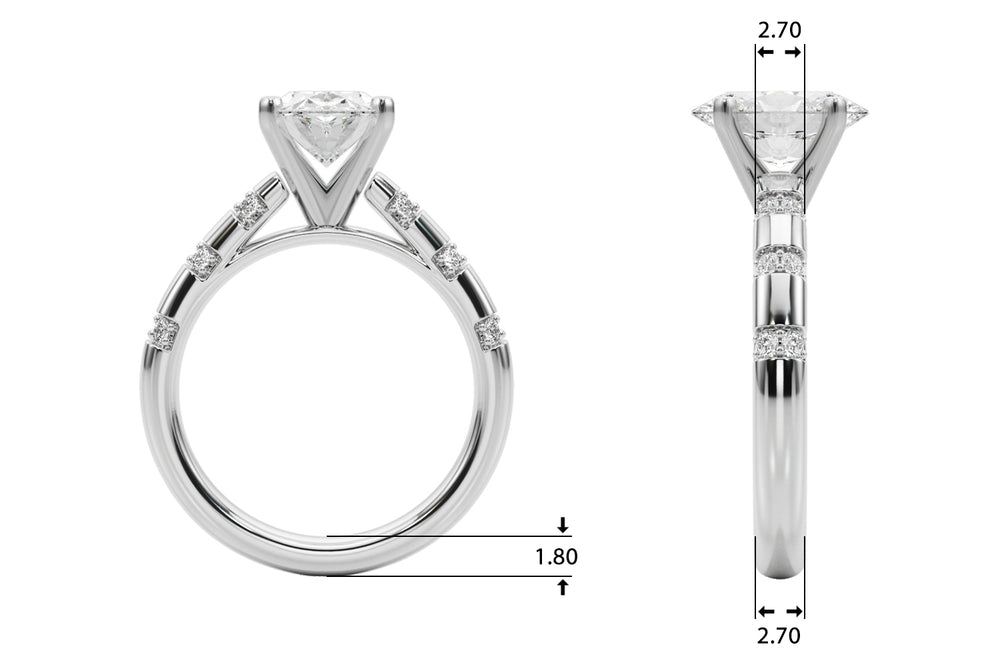Artisan Sidestone Round Diamond Engagement Ring — 9K/18K Gold & Platinum