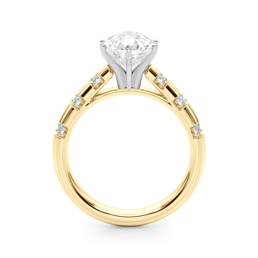 Artisan Sidestone Round Diamond Engagement Ring — 9K/18K Gold & Platinum