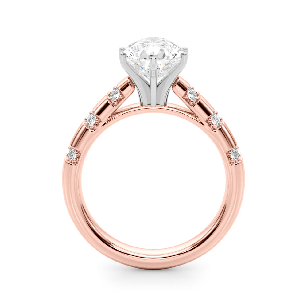 Artisan Sidestone Round Diamond Engagement Ring — 9K/18K Gold & Platinum