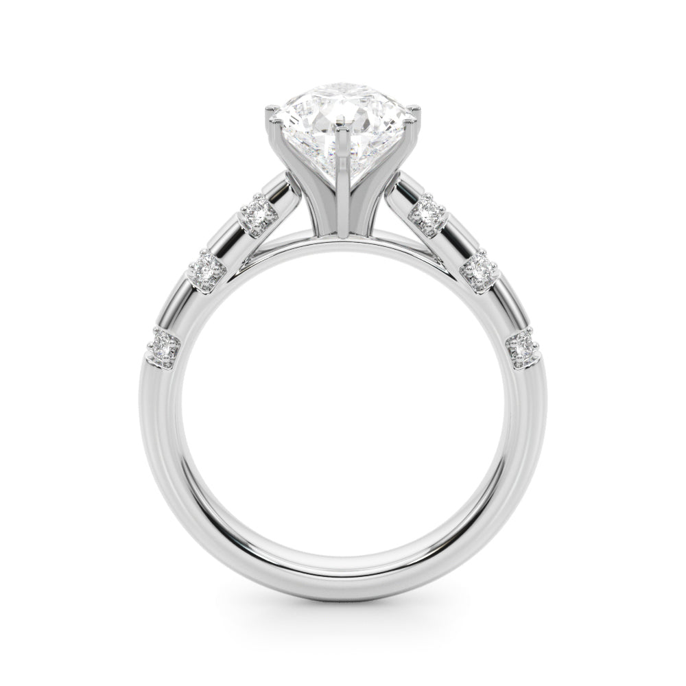 Artisan Sidestone Round Diamond Engagement Ring — 9K/18K Gold & Platinum