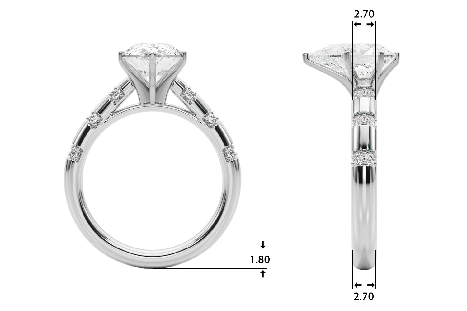 Artisan Sidestone Round Diamond Engagement Ring — 9K/18K Gold & Platinum