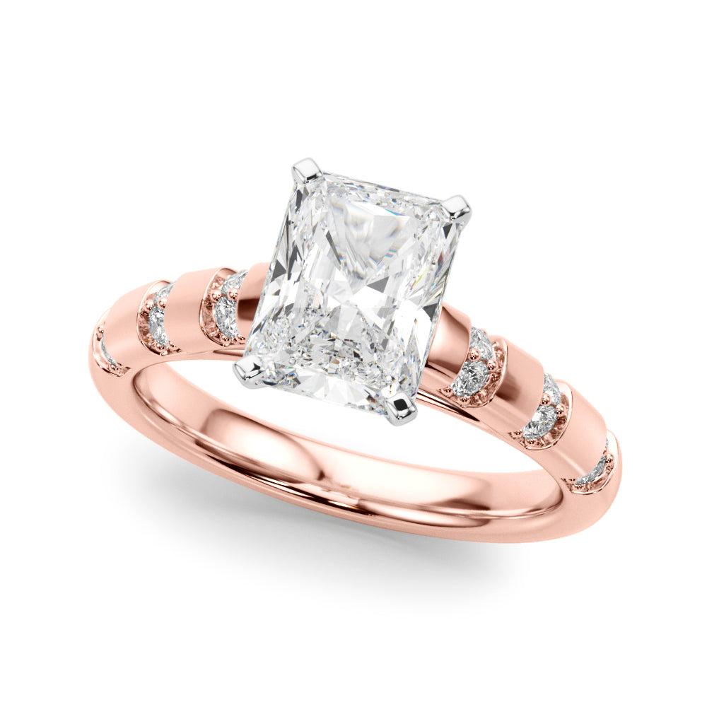 Artisan Sidestone Round Diamond Engagement Ring — 9K/18K Gold & Platinum
