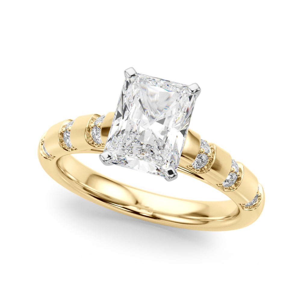 Artisan Sidestone Round Diamond Engagement Ring — 9K/18K Gold & Platinum