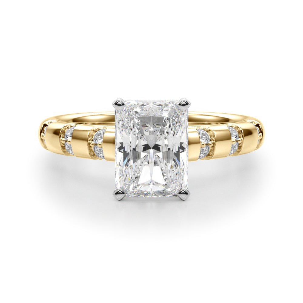Artisan Sidestone Round Diamond Engagement Ring — 9K/18K Gold & Platinum