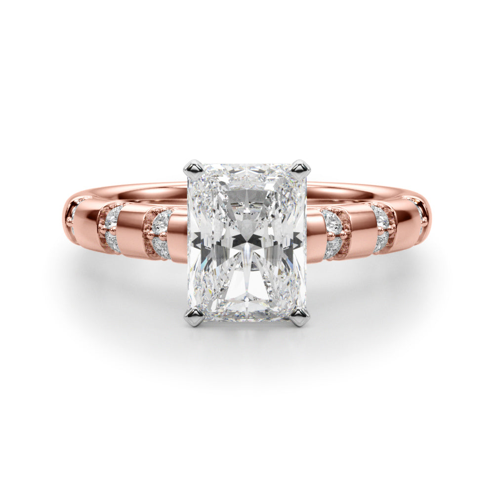 Artisan Sidestone Round Diamond Engagement Ring — 9K/18K Gold & Platinum