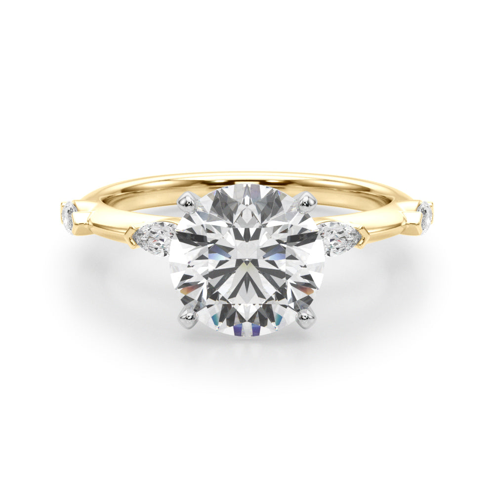 Sculpted Sidestone Marquise Diamond Engagement Ring — 9K/18K Gold & Platinum