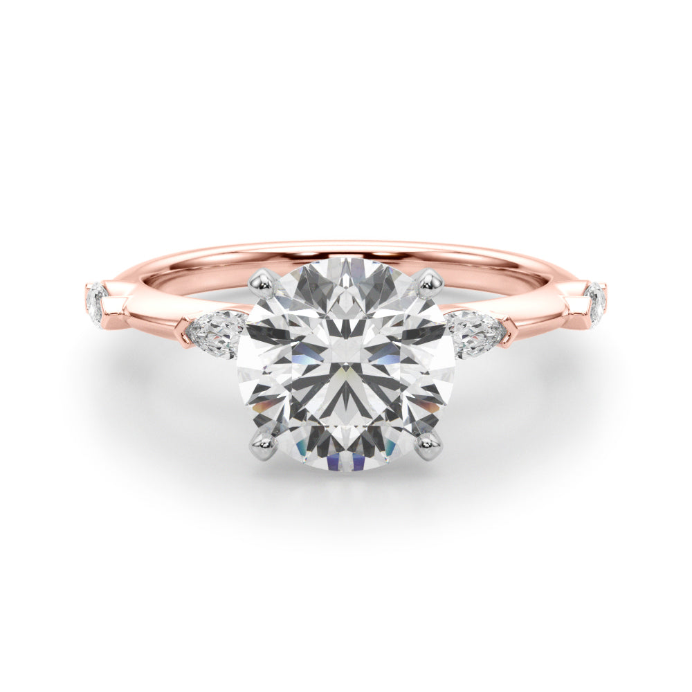 Sculpted Sidestone Marquise Diamond Engagement Ring — 9K/18K Gold & Platinum