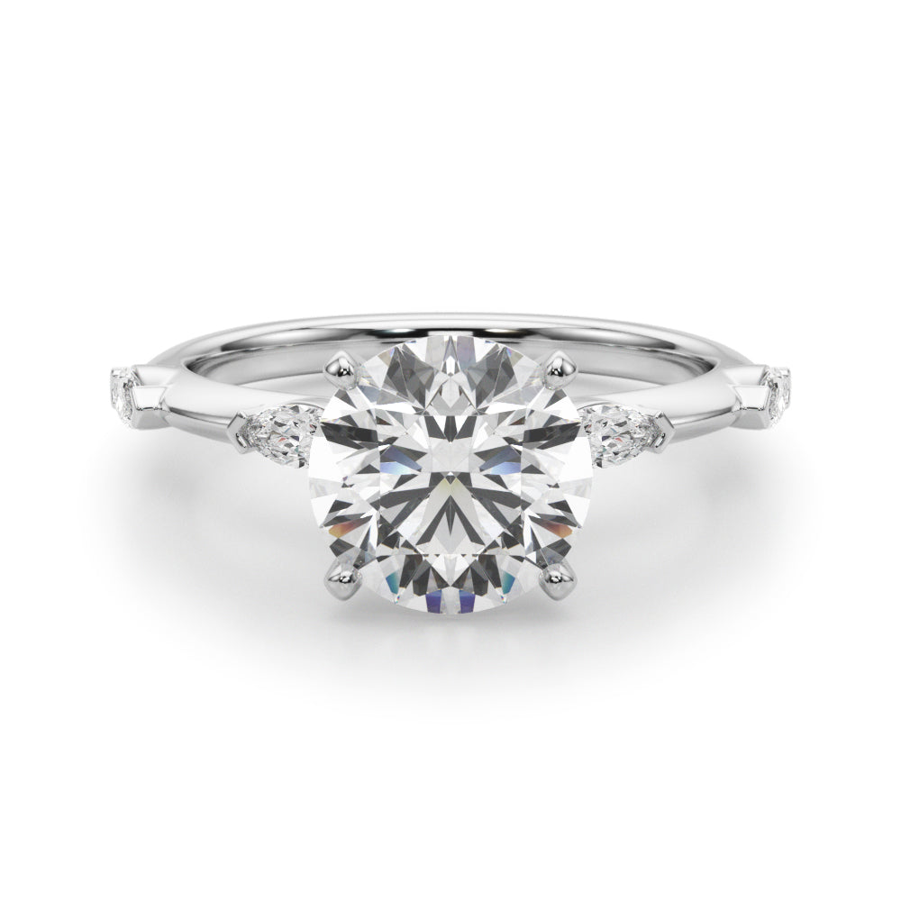 Sculpted Sidestone Marquise Diamond Engagement Ring — 9K/18K Gold & Platinum